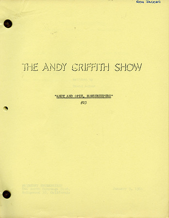 Andy & Opie Housekeepers - Ron Jacobs (Jimmy, Opie's Friend) Original Script