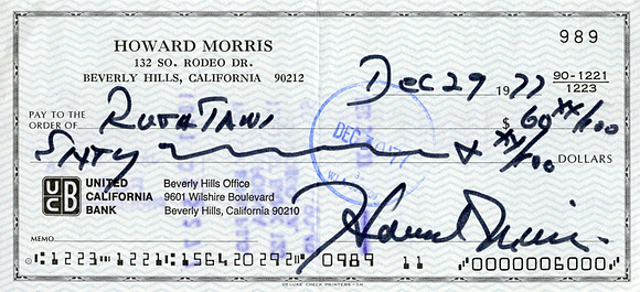 Original Howard Morris Check