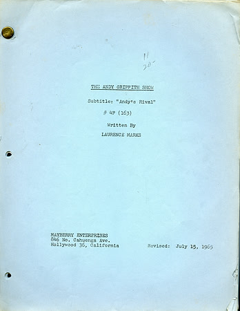 Andy’s Rival - #163 - Aneta Corsaut (Helen Crump) Original Script with her hand written notes