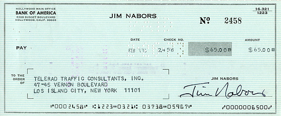 Original Jim Nabors Check