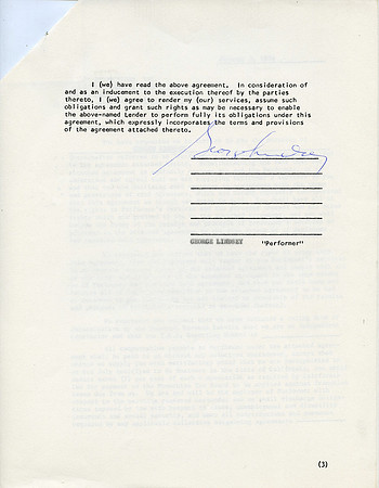 Original George Lindsey Contract