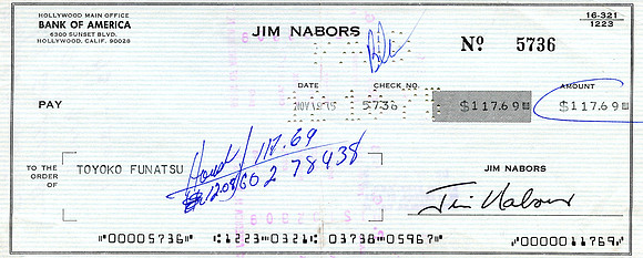 Original Jim Nabors Check