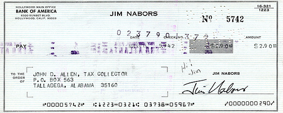 Original Jim Nabors Check
