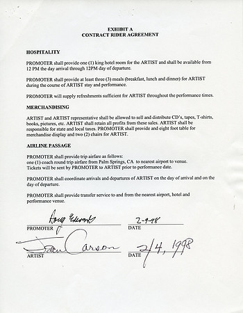 Original Jean Carson Contract