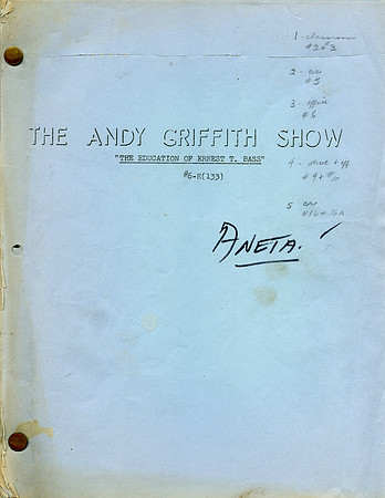 The Education of Earnest T - Aneta Corsaut (Helen Crump) Original Script with her hand written notes