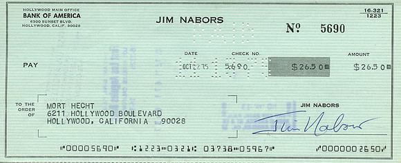 Original Jim Nabors Check