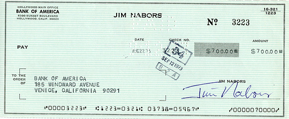 Original Jim Nabors Check
