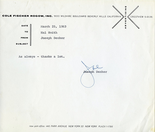 Ads from Hal Smith's personal collection