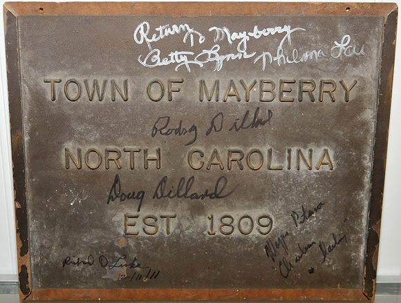 Original Plaque from Return to Mayberry Movie Set 1986