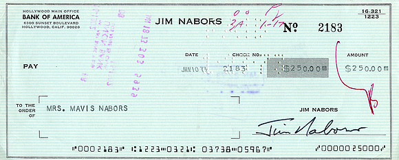Original Jim Nabors Check