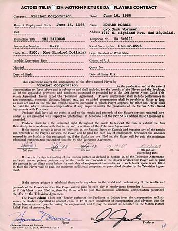 Original Howard Morris Contract
