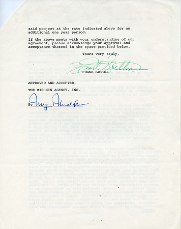 Original Frank Sutton (Sgt Carter) Contract