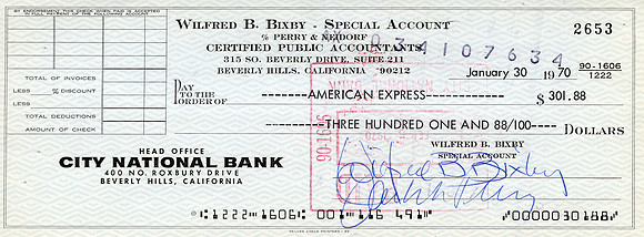 Original Bill Bixby Check