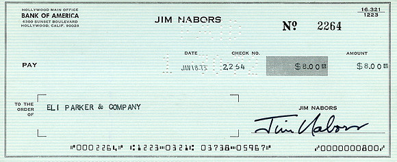 Original Jim Nabors Check