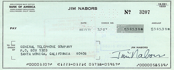 Original Jim Nabors Check