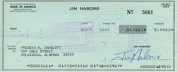 Original Jim Nabors Check