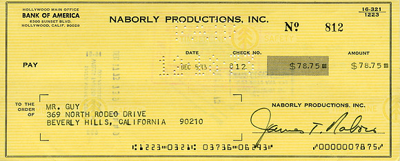 Original Jim Nabors Check