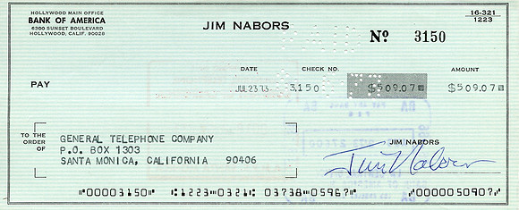 Original Jim Nabors Check