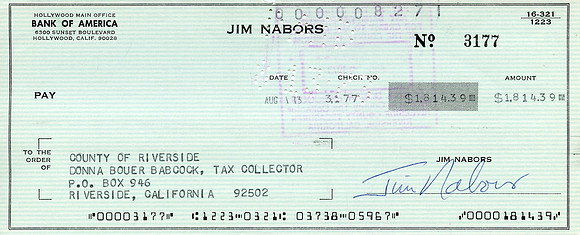 Original Jim Nabors Check