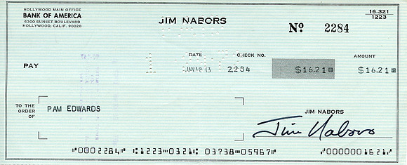 Original Jim Nabors Check