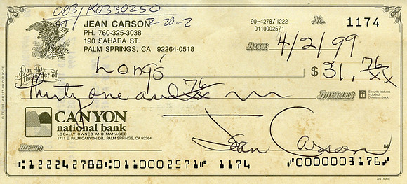 Original Jean Carson Check