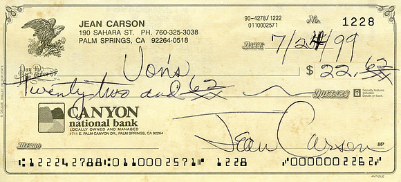 Original Jean Carson Check