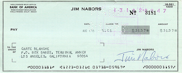 Original Jim Nabors Check