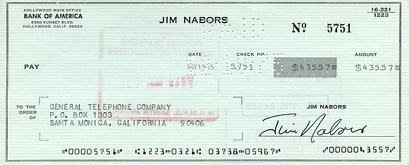 Original Jim Nabors Check