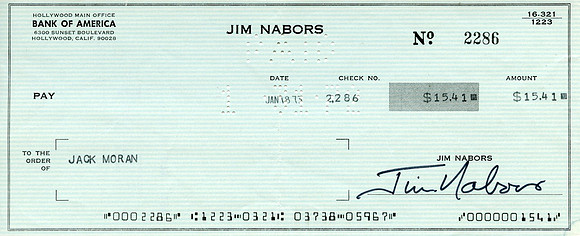 Original Jim Nabors Check