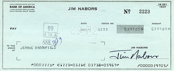 Original Jim Nabors Check
