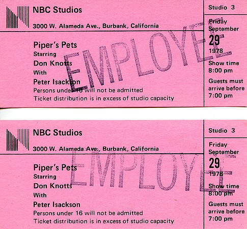 Unused tickets to the Don Knotts Show