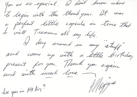 Original Maggie Peterson (Charlene Darling) Letter