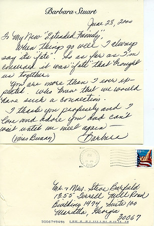 Original Barbara Stuart (Bunnie) Letter