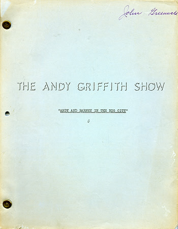 Andy & Barney in the Big City - #25 - 3/26/62 - Original Andy Griffith Show script