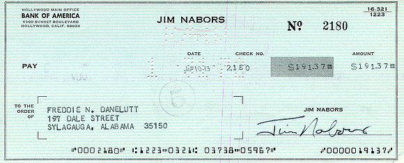 Original Jim Nabors Check