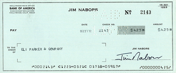 Original Jim Nabors Check