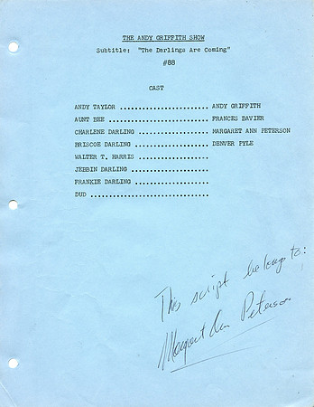 Maggie Peterson's (Charlene Darling) Original Script with her hand written notes