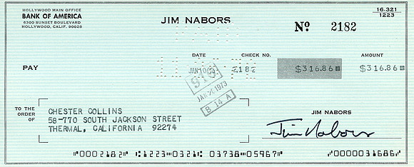 Original Jim Nabors Check